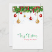 Eleganter Weihnachtskranzkarren mit Ornamenten Einladung (Vorderseite)