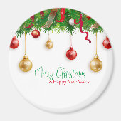 Eleganter Weihnachtskranzkarren mit Ornamenten Magnet (Vorne)