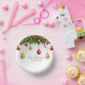 Eleganter Weihnachtskranzkarren mit Ornamenten Pappteller (Party)