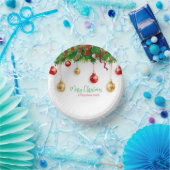 Eleganter Weihnachtskranzkarren mit Ornamenten Pappteller (Party)