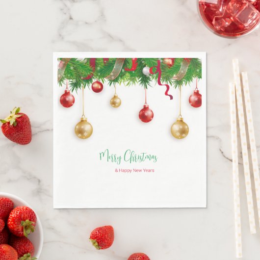 Eleganter Weihnachtskranzkarren mit Ornamenten Serviette (Beispiel)