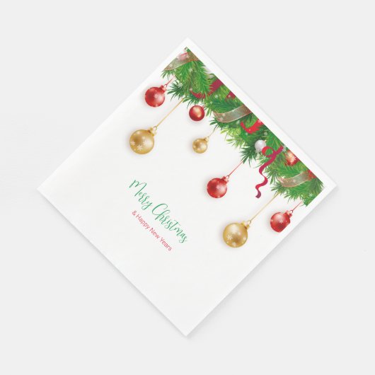 Eleganter Weihnachtskranzkarren mit Ornamenten Serviette (Ecke)