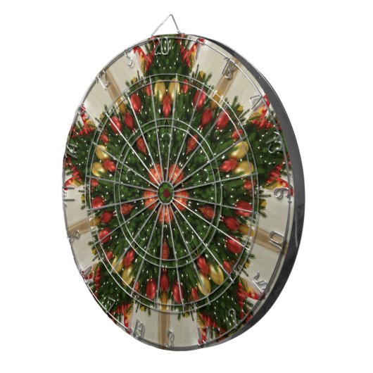 Eleganter Weihnachtskraut Rot Grün Kaleidoskopisch Dartscheibe (Vorderseite rechts)