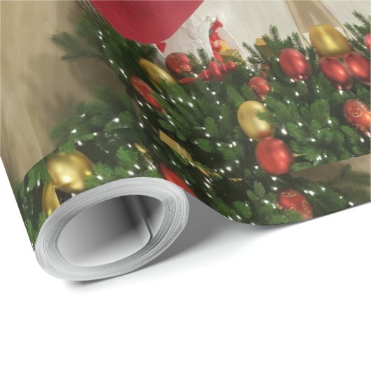 Eleganter Weihnachtskraut Rot Grün Kaleidoskopisch Geschenkpapier (Rolleneckpunkt)