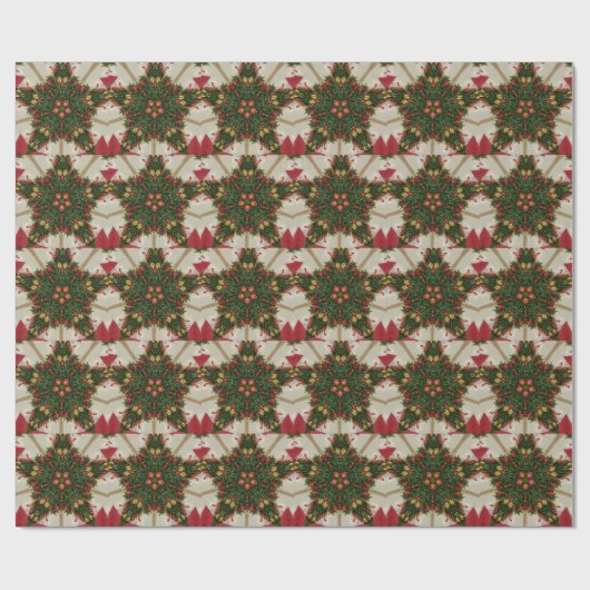 Eleganter Weihnachtskraut Rot Grün Kaleidoskopisch Geschenkpapier (Flach)