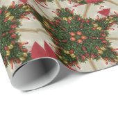 Eleganter Weihnachtskraut Rot Grün Kaleidoskopisch Geschenkpapier (Rolleneckpunkt)