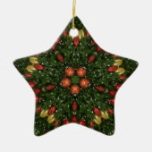 Eleganter Weihnachtskraut Rot Grün Kaleidoskopisch Keramik Ornament (Vorne)