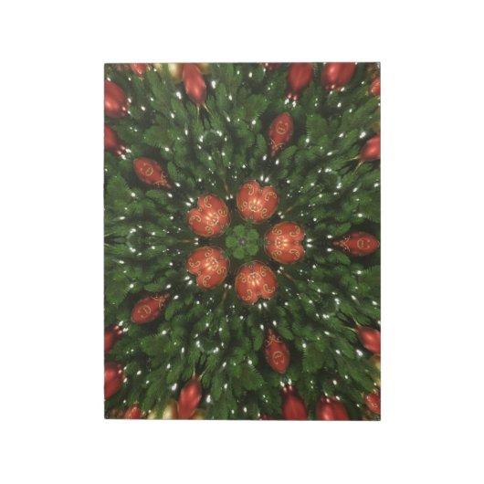 Eleganter Weihnachtskraut Rot Grün Kaleidoskopisch Notizblock (Rotiert)