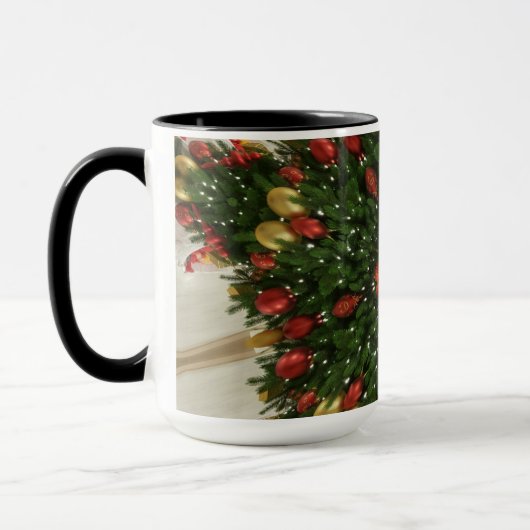Eleganter Weihnachtskraut Rot Grün Kaleidoskopisch Tasse (Links)