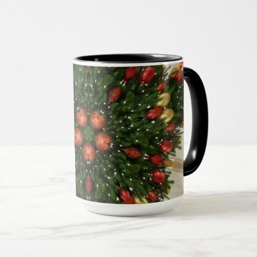 Eleganter Weihnachtskraut Rot Grün Kaleidoskopisch Tasse (VorderseiteRechts)
