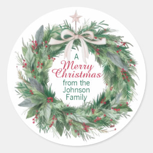 Eleganter Weihnachtskrautsticker Runder Aufkleber