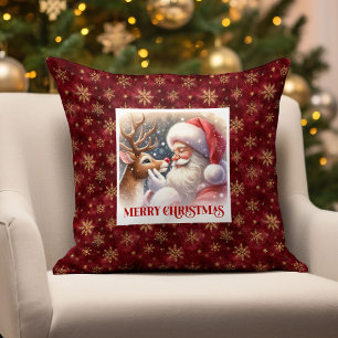 Eleganter Weihnachtsmann Rudolph Cute Klassisches Kissen