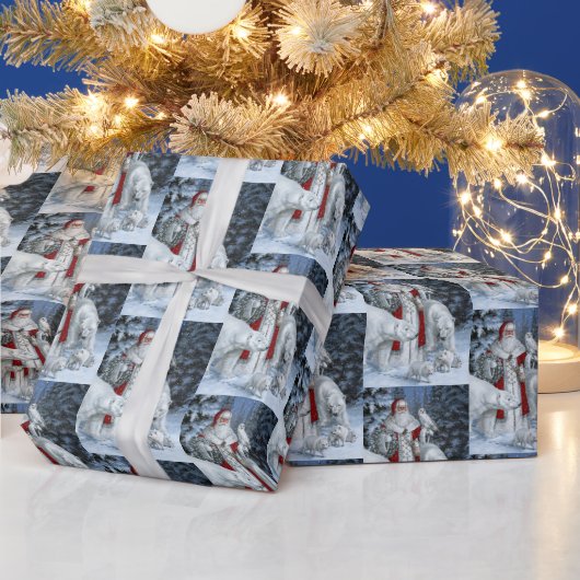 Eleganter Weihnachtsmann und Polar Bären Weihnacht Geschenkpapier (Feiertage)