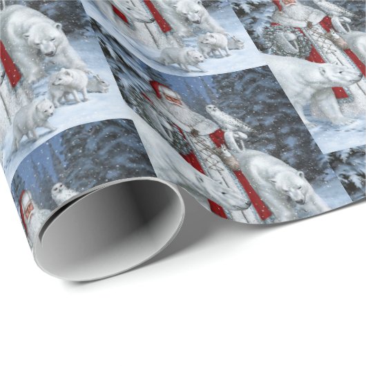 Eleganter Weihnachtsmann und Polar Bären Weihnacht Geschenkpapier (Rolleneckpunkt)
