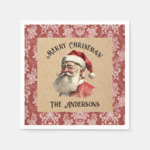 Eleganter Weihnachtsmann Weihnachtsfeier im Vintag Serviette