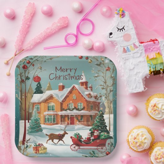 Eleganter Weihnachtsmarkt Pappteller (Party)