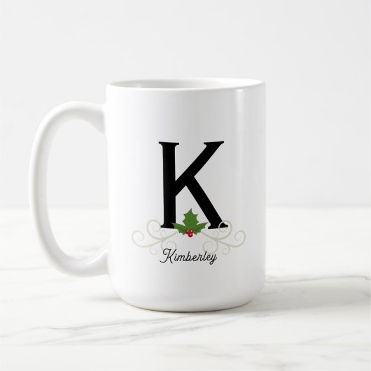 Eleganter Weihnachtsmonogramm-Becher Kaffeetasse (Links)