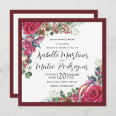 Eleganter Weihnachtsplatz in Roter Blüte Einladung (Vorne/Hinten)