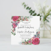 Eleganter Weihnachtsplatz in Roter Blüte Einladung (Stehend Vorderseite)