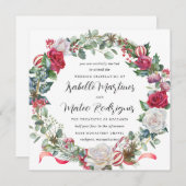 Eleganter Weihnachtsplatz in Roter Blüte Einladung (Vorne/Hinten)