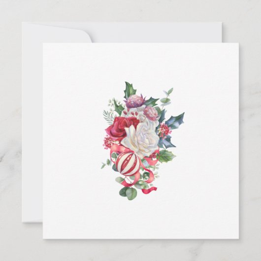 Eleganter Weihnachtsplatz in Roter Blüte Einladung (Rückseite)