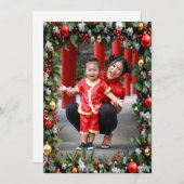 Eleganter Weihnachtsrahmen Feiertagskarte (Vorne/Hinten)