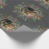 Eleganter Weihnachtsrahmen mit Foto Grau Geschenkpapier (Ecke)