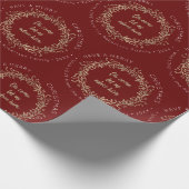 Eleganter Weihnachtsreath Adore Ihn Red Gold Geschenkpapier (Ecke)