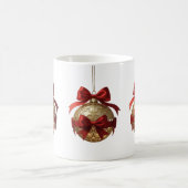 Eleganter Weihnachtsschmuck Beige und Rot Kaffeetasse (Mittel)