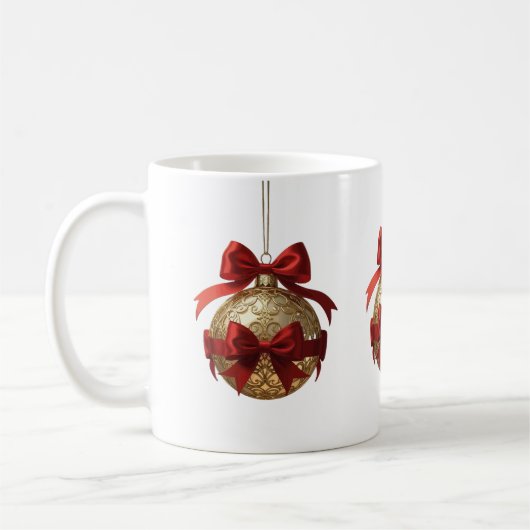 Eleganter Weihnachtsschmuck Beige und Rot Kaffeetasse (Links)