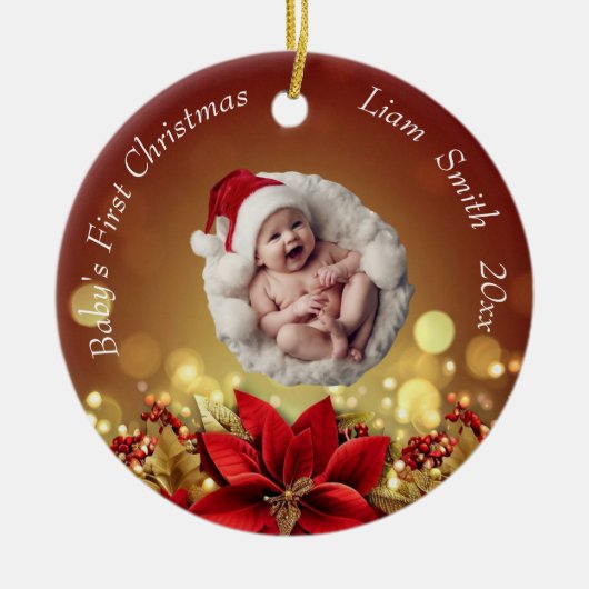 Eleganter Weihnachtsschnee Keramik Ornament (Vorne)