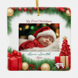 Eleganter Weihnachtsschnee Keramikornament