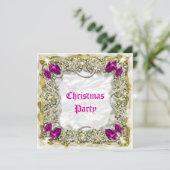 Eleganter Weihnachtsschnee pink weiß Einladung (Stehend Vorderseite)