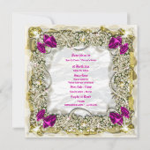 Eleganter Weihnachtsschnee pink weiß Einladung (Rückseite)