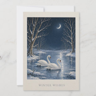 Eleganter Weihnachtsschwan, romantische Szene am S Karte