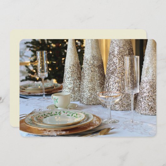 Eleganter Weihnachtstisch Einstellung Abendessen E (Vorne/Hinten)