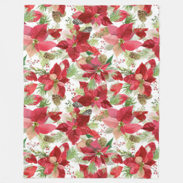 Eleganter Weihnachtsurlaub Poinsettia Pine Cone Fleecedecke
