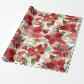 Eleganter Weihnachtsurlaub Poinsettia Pine Cone Geschenkpapier (Ungerollt)