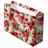 Eleganter Weihnachtsurlaub Poinsettia Pine Cone Große Geschenktüte (Vorderseite Schrägansicht)