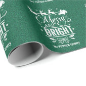 Eleganter Weihnachtsweih "Merry and Bright" Grüner Geschenkpapier (Rolleneckpunkt)