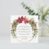 Eleganter Weihnachtsweihnachtsfest Poinsettia Blüt Einladung (Stehend Vorderseite)