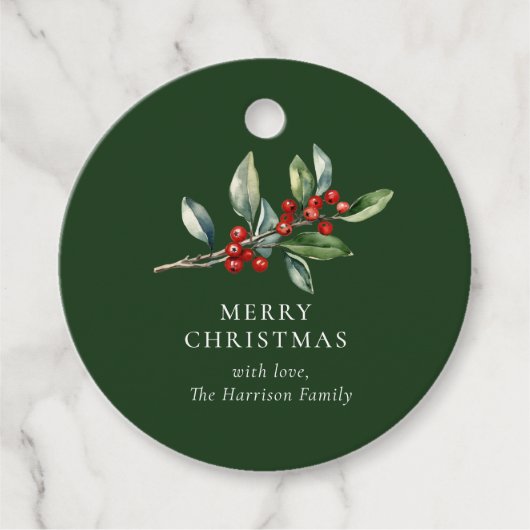 Eleganter Weihnachtswein Botanischer Geschenktag Geschenkanhänger (Vorderseite)