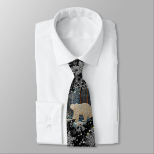 Eleganter Weihnachtsweißer Eisbär-Schneeflocken Krawatte