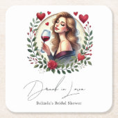 Eleganter Wein Betrunken in Liebe Brautparty Rechteckiger Pappuntersetzer (Vorderseite)