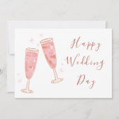 Eleganter Wein Brille Moderner Chic Hochzeitstag Karte (Vorderseite)