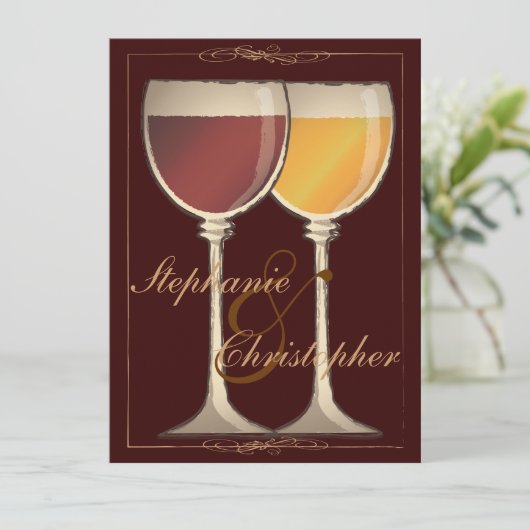 Eleganter Wein-Themed Brautparty-Einladung Einladung (Stehend Vorderseite)