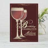 Eleganter Wein-Themed Geburtstags-Party Einladung (Stehend Vorderseite)