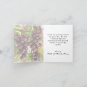 Eleganter Weinberg Lila/Grüne Trauben Hochzeit Dankeskarte (Innenseite)
