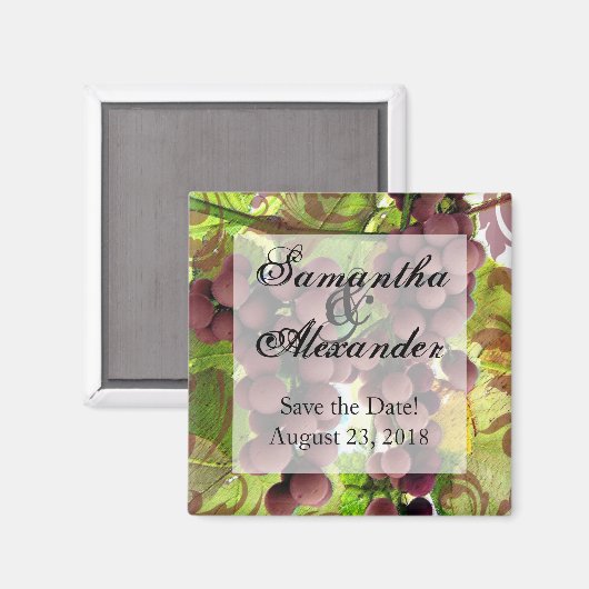 Eleganter Weinberg Lila/Grüne Trauben Hochzeit Magnet (Vorderseite/Rückseite)
