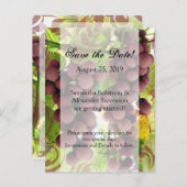 Eleganter Weinberg Lila/Grüne Trauben Save the Dat Ankündigungspostkarte (Vorne/Hinten)